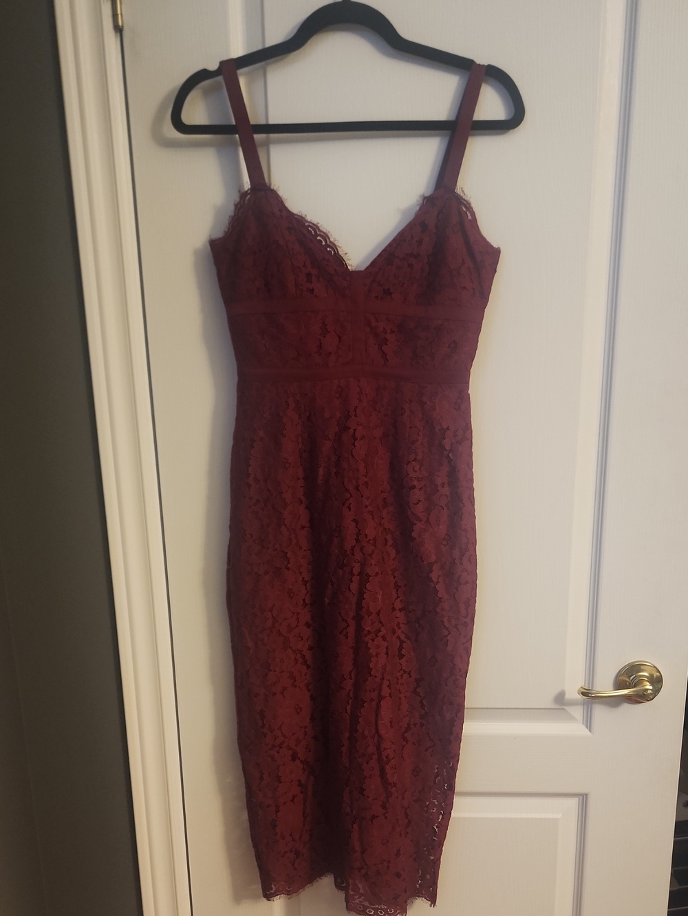 Keepsake The Label Maroon/Wine Lace Midi Dress
